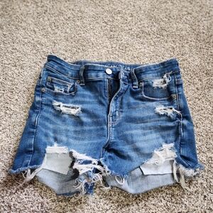 American Eagle Outfitters High Waist Ripped Denim Shorts